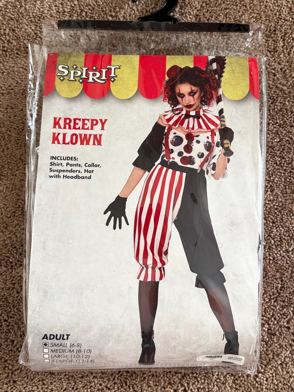 Spirit Kreepy Klown Costume - Red, Black, White